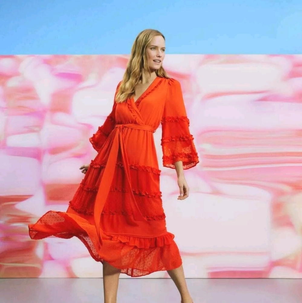 ALEXIS for Target Orange Tiered Ruffle Dress